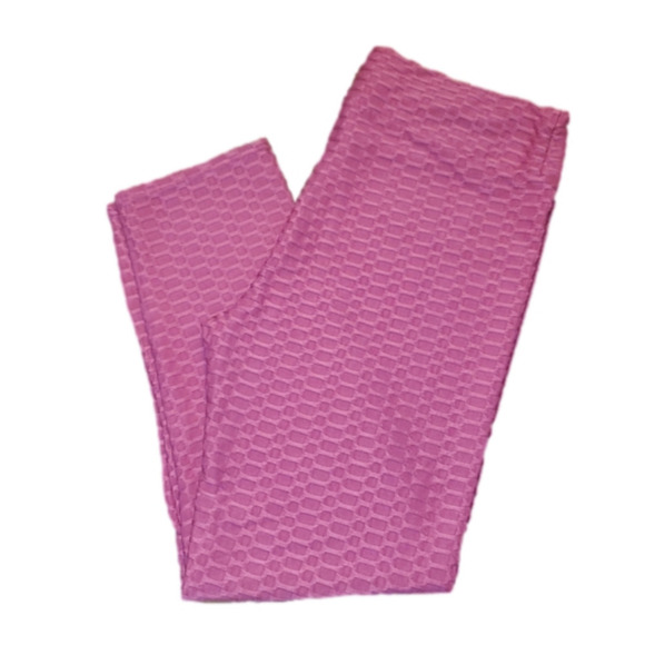 Doublju Pink Textured Leggings - Workout - Dress up - 3X - Picture 1 of 8